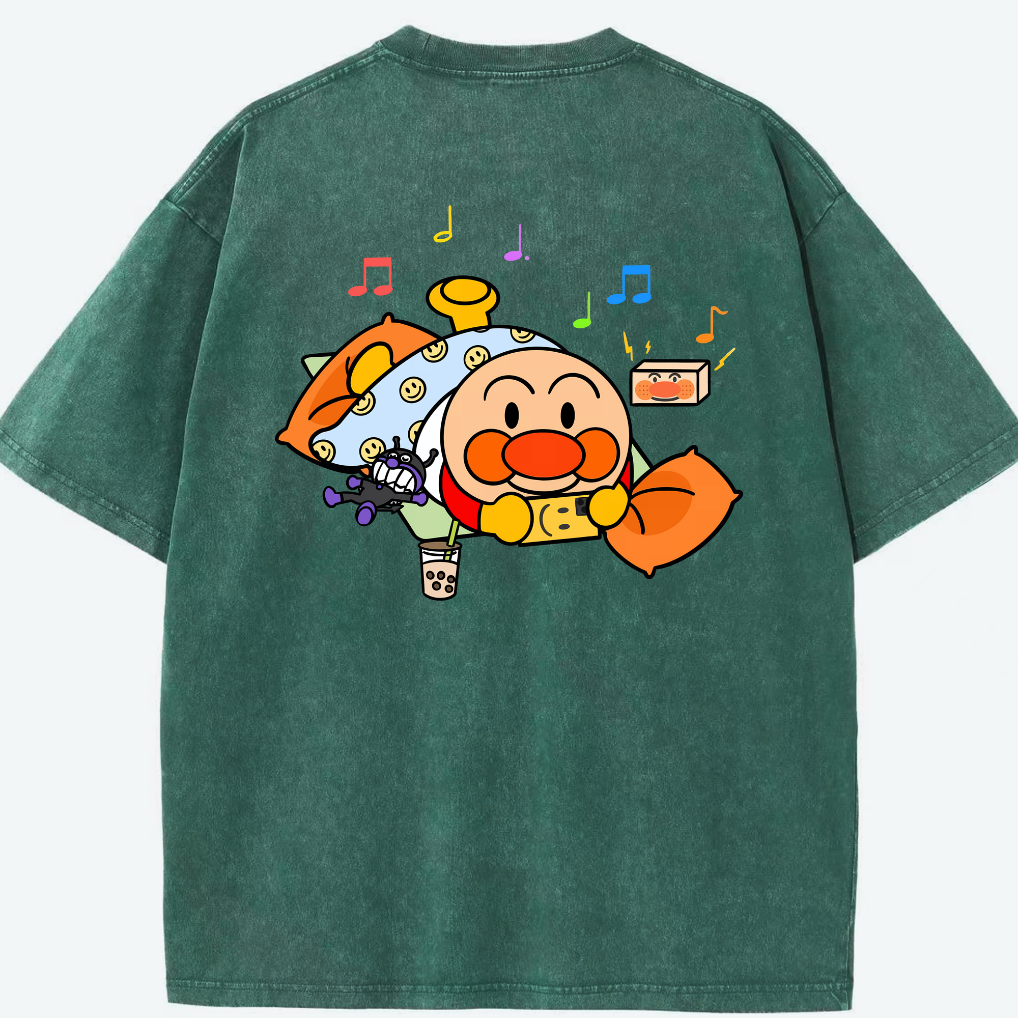 （画像用） アンパンマン Anpanman 綿100% ヴィンテージ風 半袖Tシャツ（背面プリント）